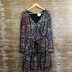 Kate Spade Silk Metallic Multi Dot Faux Wrap Dress Preppy Career Event